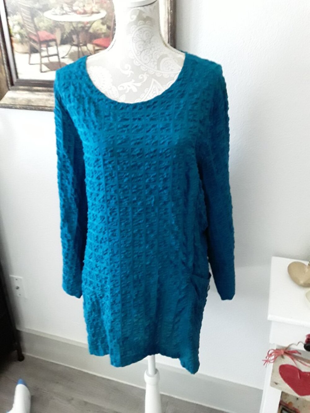 Habitat clothes to live in teal pocket crinkle tunic size XL